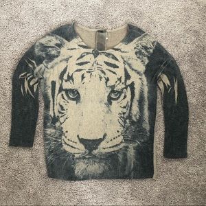 Distressed Tiger Sweater Top